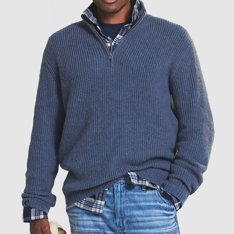 Maglione casual da uomo in cashmere con chiusura a zip