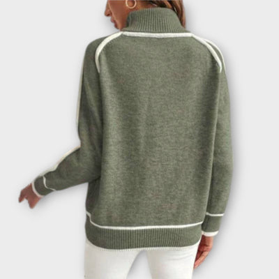 Christine - Luxurious olive green knitted sweater