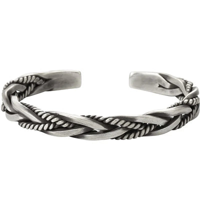 Helix - Brazalete trenzado de plata de primera ley con detalle de cuerda