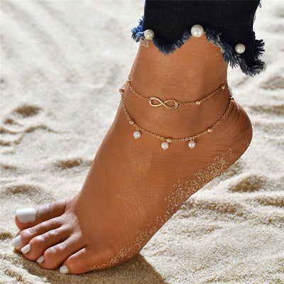 Creative ankle chain | Women's fashion Silver-coloured heart anklets for the summer