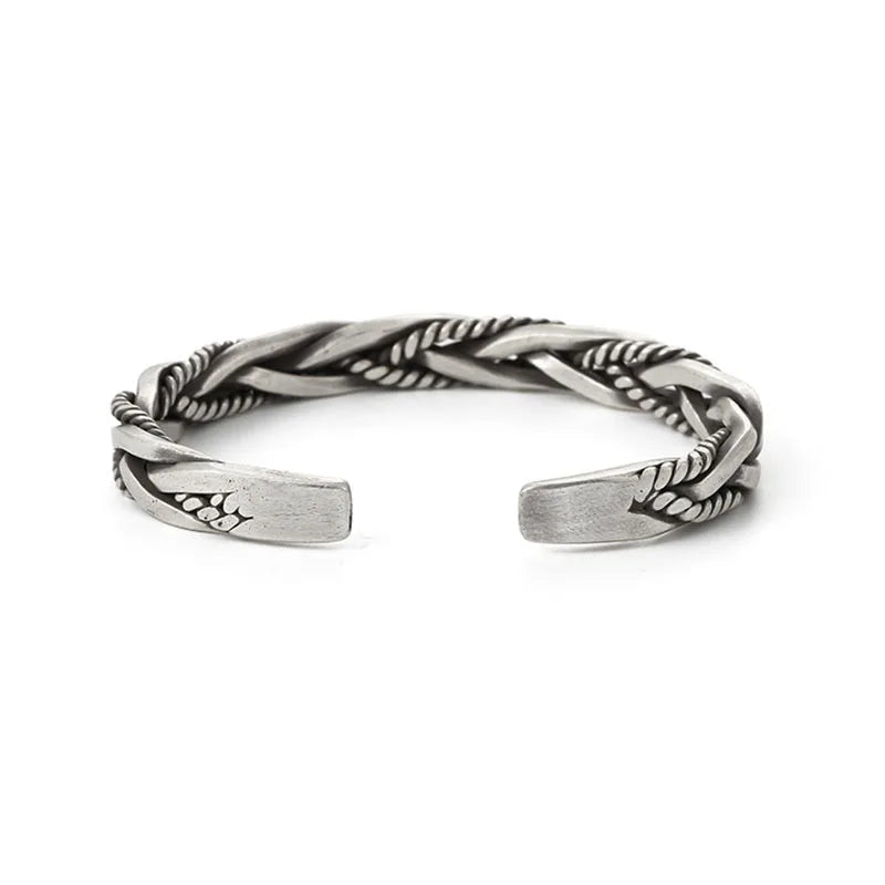 Helix - Bracciale rigido in argento sterling intrecciato con dettaglio corda