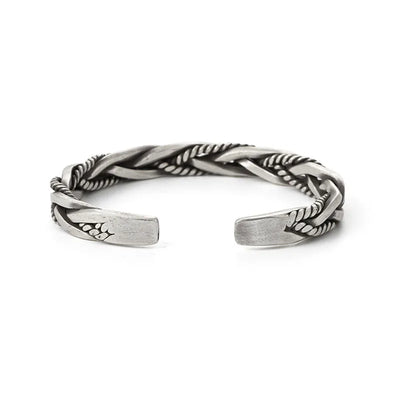 Helix - Brazalete trenzado de plata de primera ley con detalle de cuerda