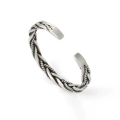 Helix - Brazalete trenzado de plata de primera ley con detalle de cuerda