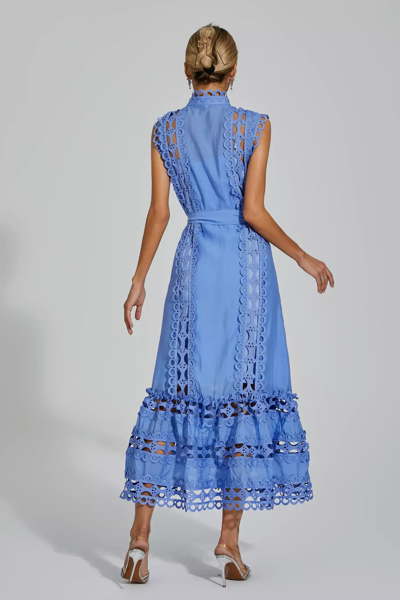 Nica™ | Blue Sleeveless Hollow Maxi Dress