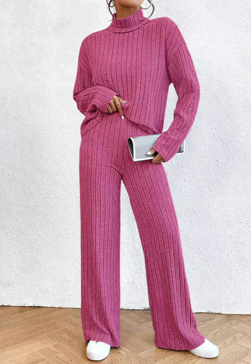 Margaux™ - knitted trousers and sweater with turtleneck for women