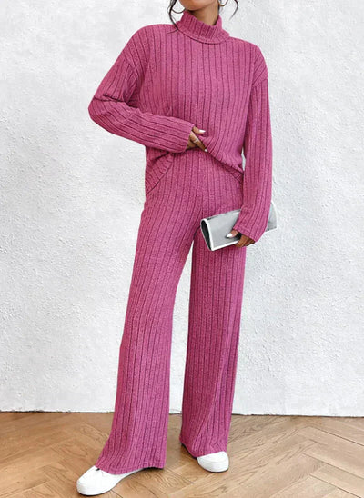 Margaux™ - knitted trousers and sweater with turtleneck for women