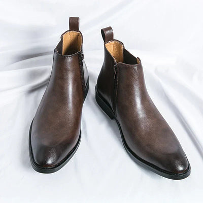 cobre | Botas Chelsea de piel con cremallera