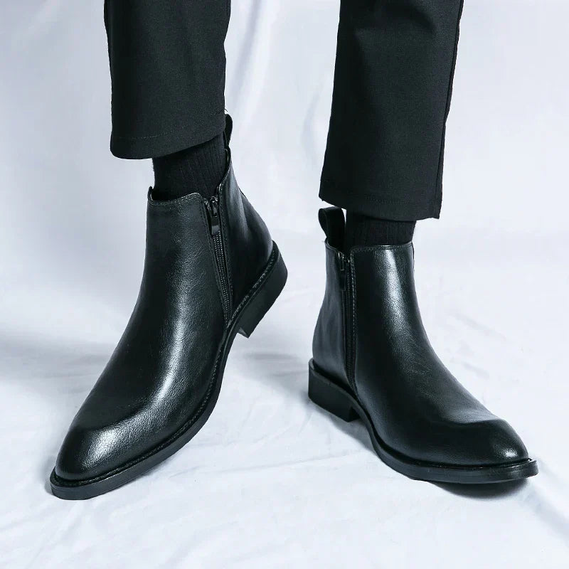 cobre | Botas Chelsea de piel con cremallera