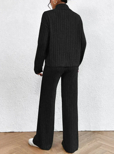 Margaux™ - knitted trousers and sweater with turtleneck for women