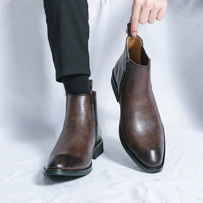 cobre | Botas Chelsea de piel con cremallera