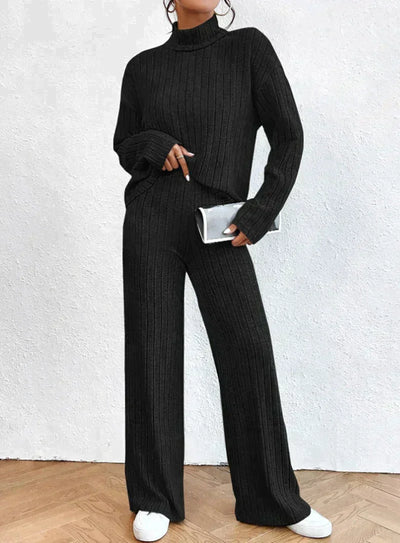 Margaux™ - knitted trousers and sweater with turtleneck for women