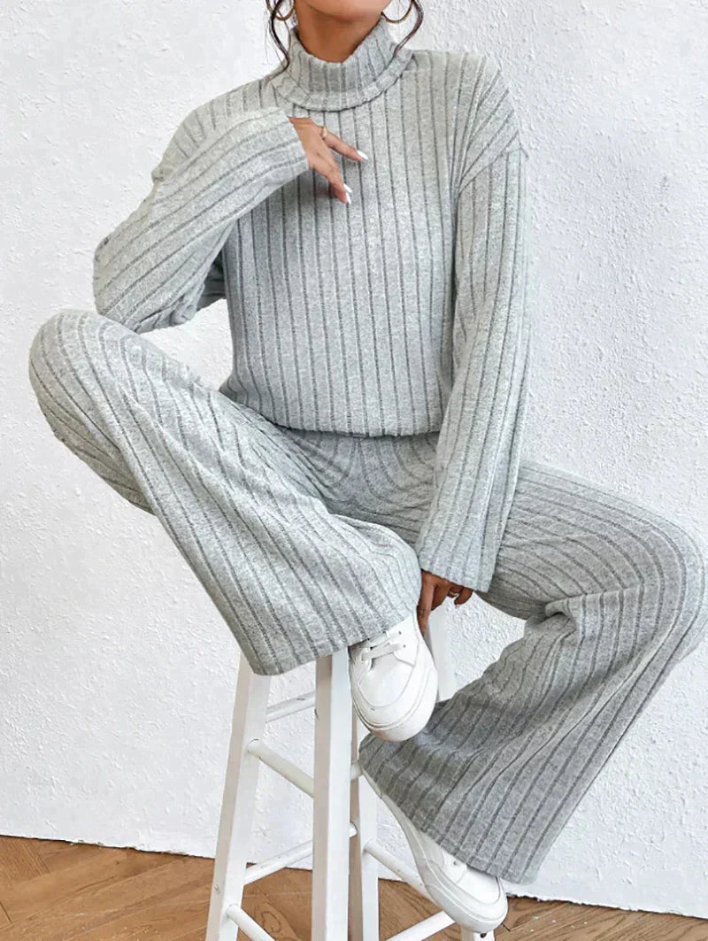 Margaux™ - knitted trousers and sweater with turtleneck for women