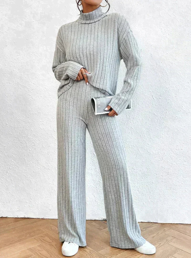 Margaux™ - knitted trousers and sweater with turtleneck for women