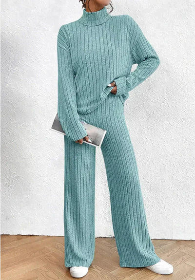 Margaux™ - knitted trousers and sweater with turtleneck for women