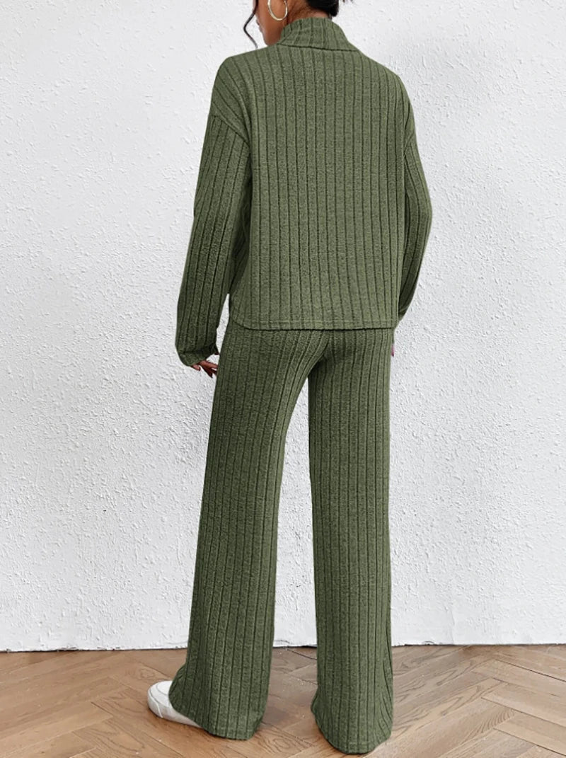 Margaux™ - knitted trousers and sweater with turtleneck for women